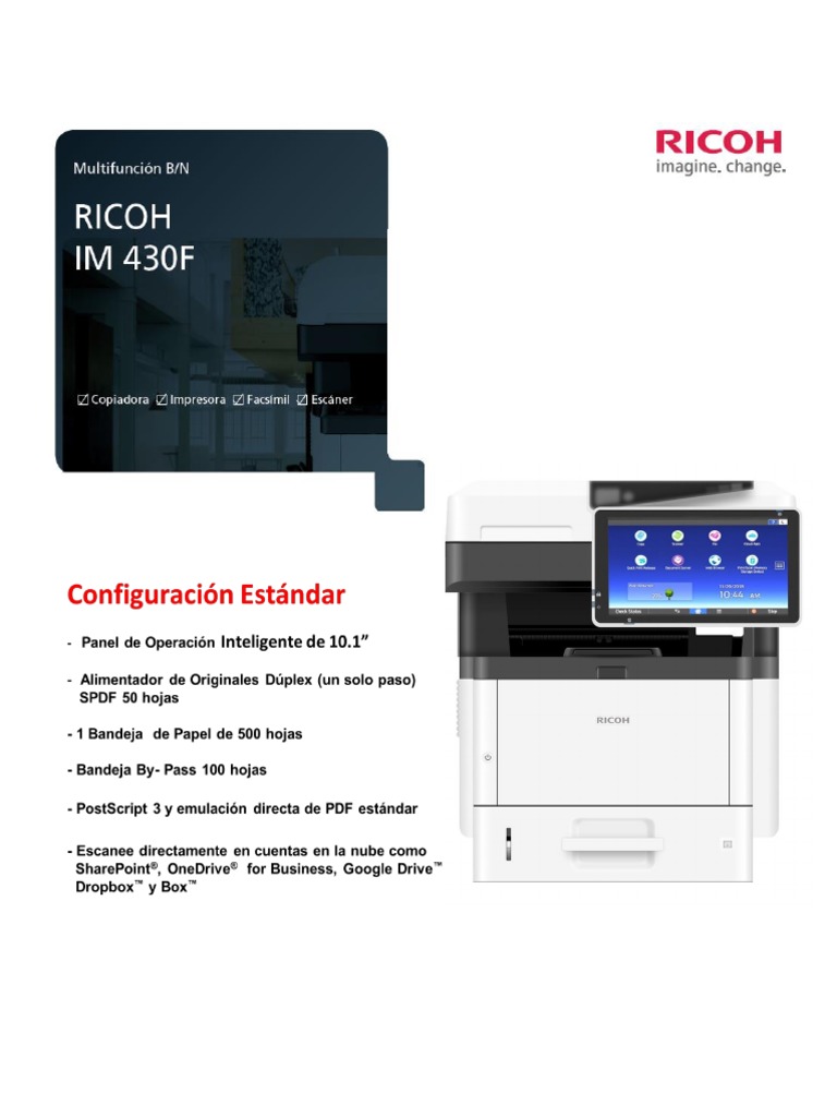 Ricoh IM 430F: Especificaciones y Manual | PDF | USB | Arquitectura de ...