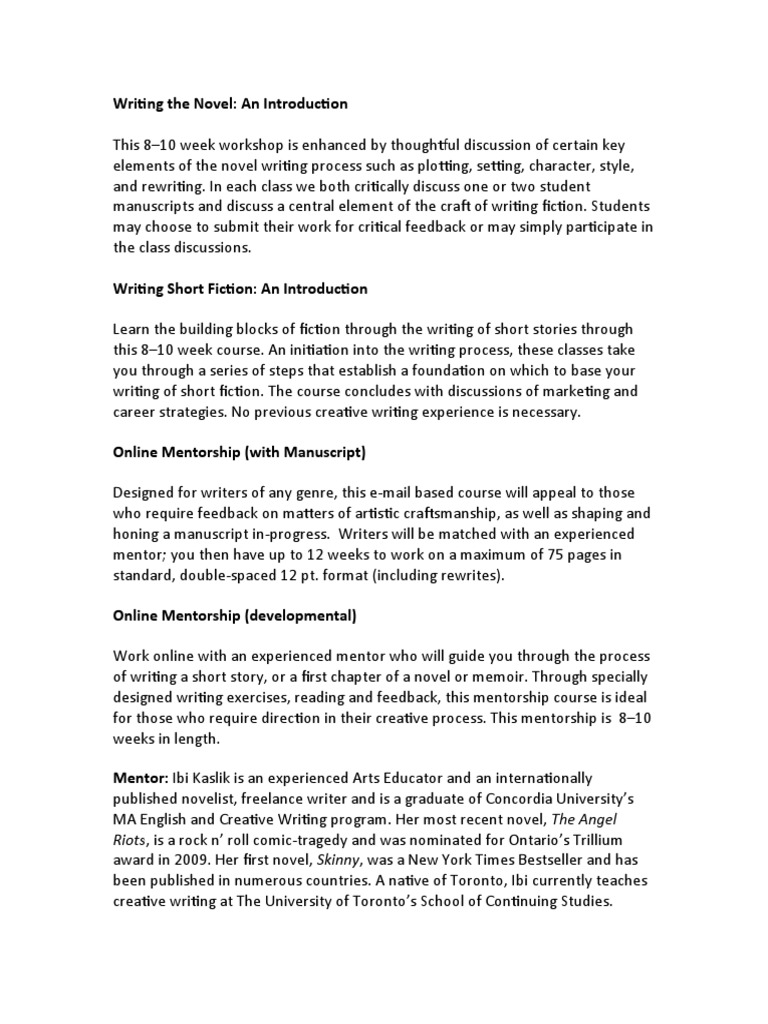 Creative Writing Courses | PDF