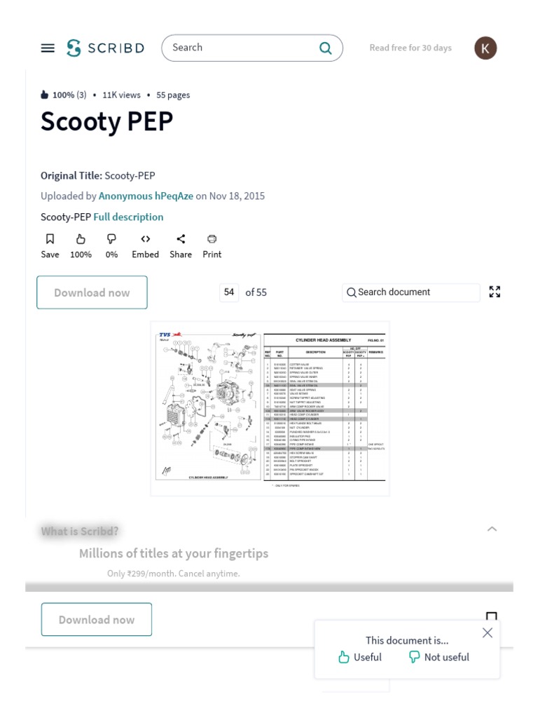 TVS Scooty PEP Parts Catalogue | PDF | Screw | Ignition System
