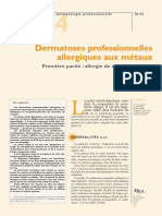 Dermatoses Professionnelles Allergiques Aux Métaux: Première Partie: Allergie de Contact Au Nickel