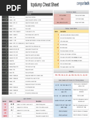 Tcpdump Commands Cheat Sheet
