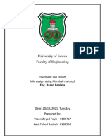 University of Jordan Faculty of Engineering: Pavement Lab Report Mix Design Using Marshall Method