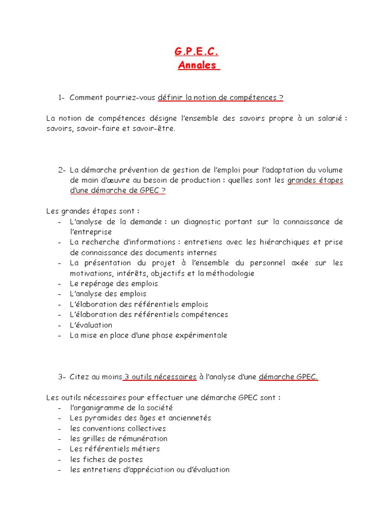 GPEC : Outils et Étapes Clés | PDF | Gestion des ressources humaines ...
