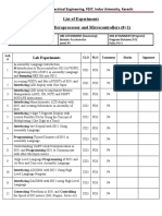 List of Experiments (EE-231A) Microprocessor and Microcontrollers (0+1)