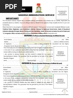 Nigeria Immigration Service: Referee&rsquo;S Form | PDF | Justice 