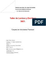 Taller de Lectura y Escritura 2021.: "Carpeta de Actividades Prácticas"