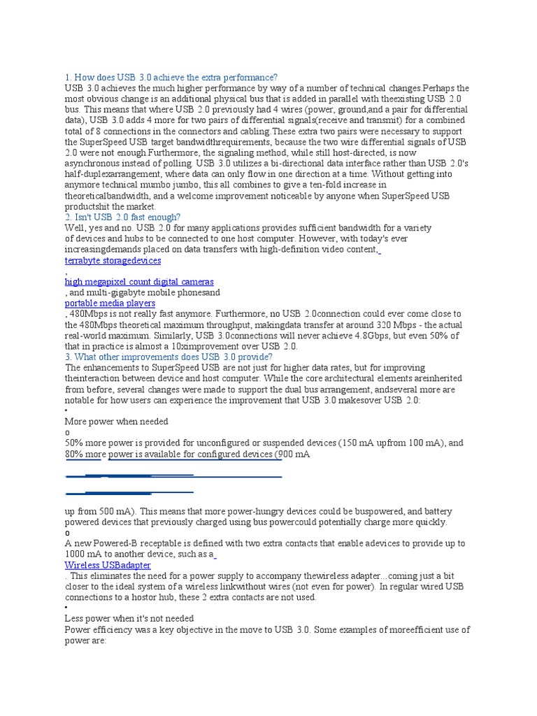 How Does USB 3.0 Achieve The Extra Performance? PDF Usb Computing