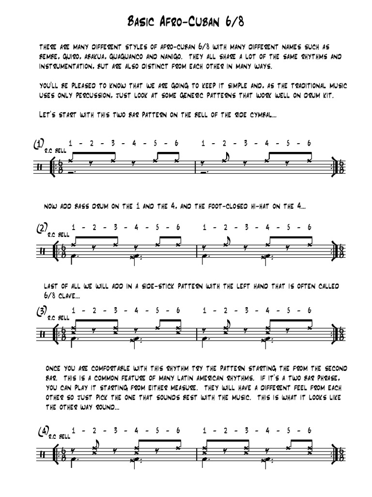 Basic Afro-Cuban 6:8 | PDF | Musical Instruments | Musical Compositions