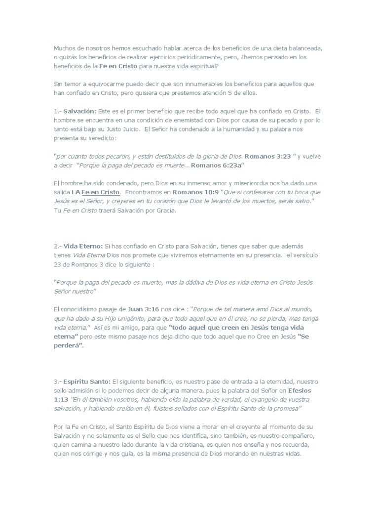 Beneficios de la Fe en Cristo | PDF | Cristo (título) | Salvación