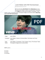 Baby Song Lyrics-Justin Bieber With PDF File Download