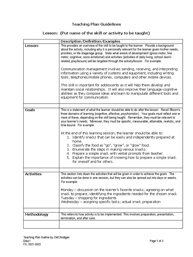 Blank Unit Lesson Plan Template - Ablebionics