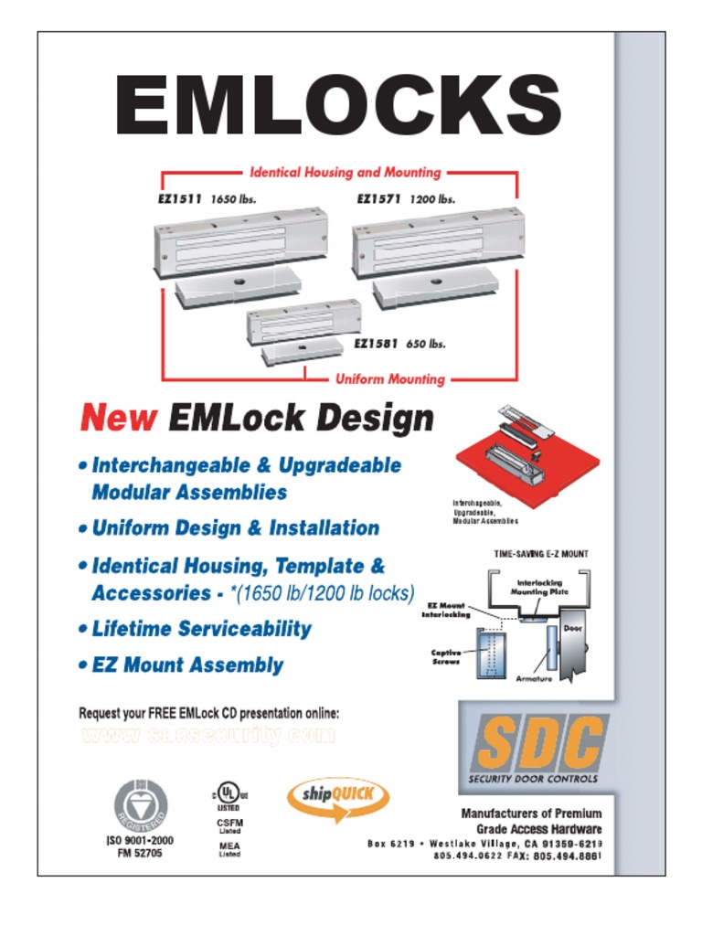 SDC EmLock Models and Specifications | PDF | Door | Manufactured Goods