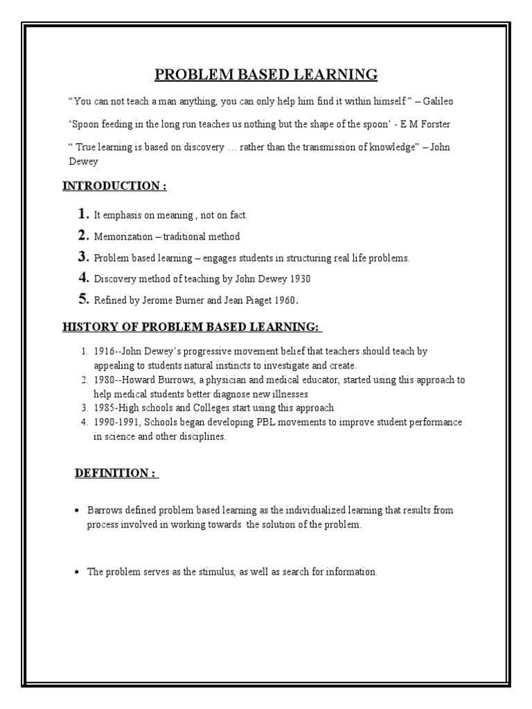 Problem Based Learning Main | PDF | Learning | Pedagogy