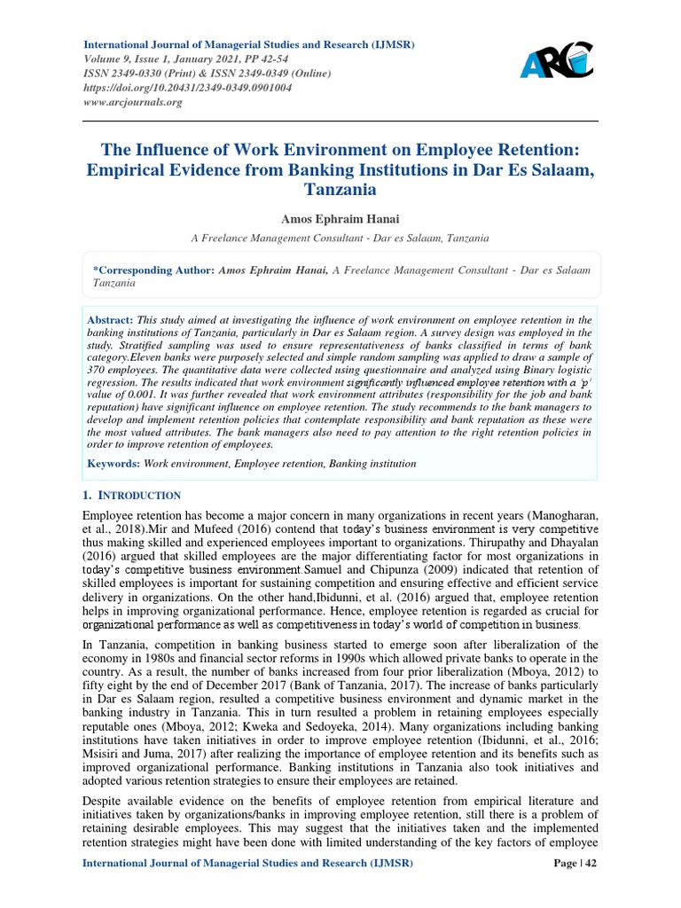 The Influence of Work Environment On Retention | PDF | Validity ...