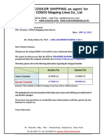 COSKOR SHIPPING As Agent For COSCO Shipping Lines Co., LTD: Revised Schedule