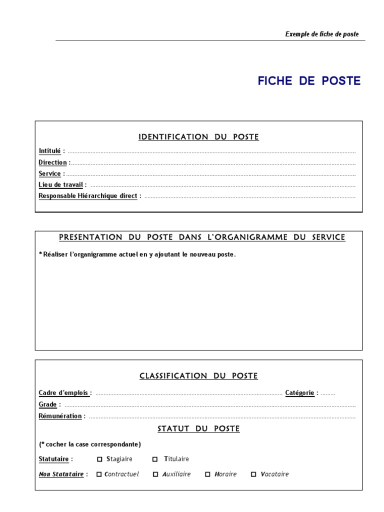 Fiche De Poste Pdf Business