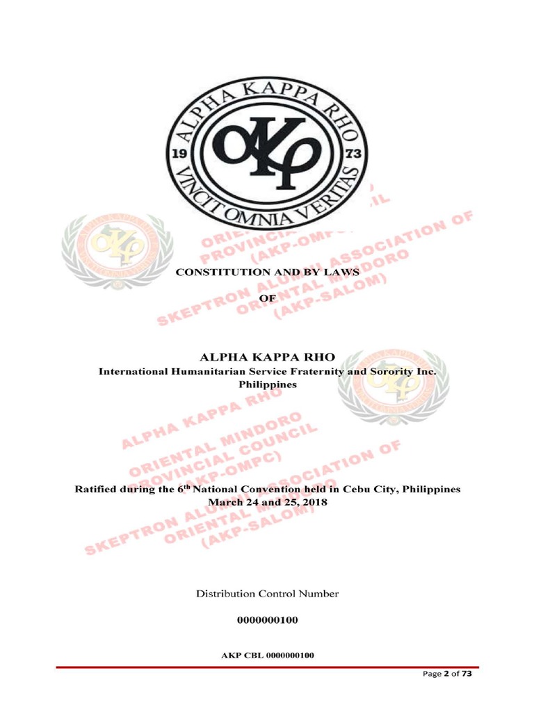 ALPHA Kappa Rho Constitution and by Laws | PDF