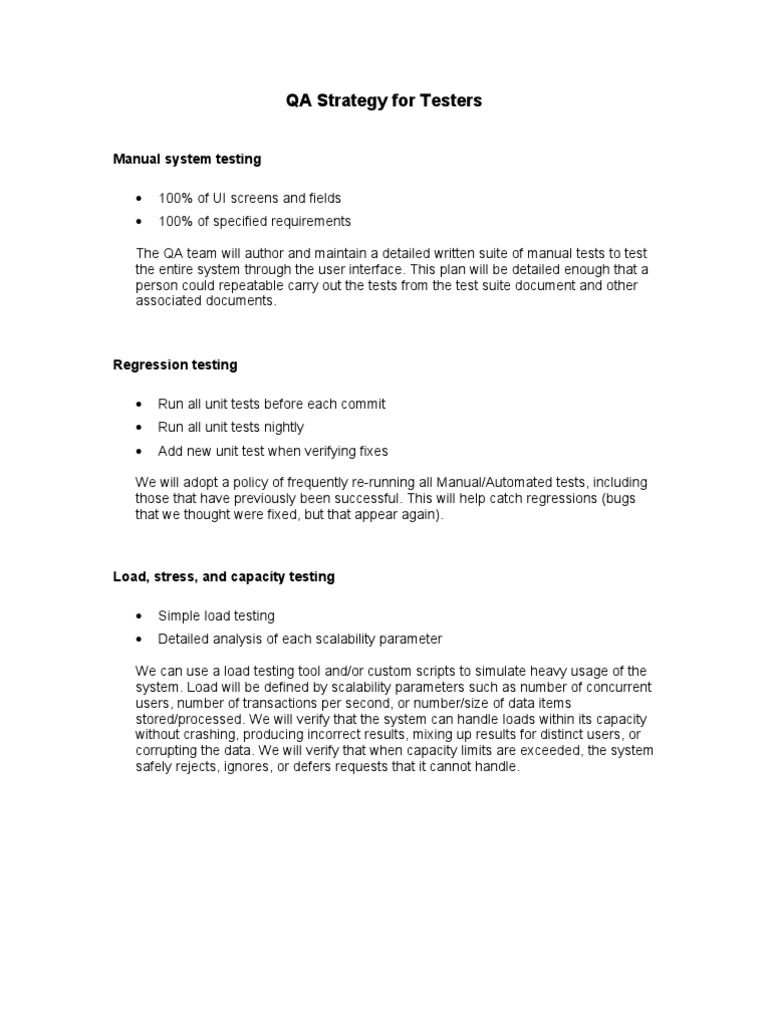 Comprehensive QA Testing Strategy | PDF