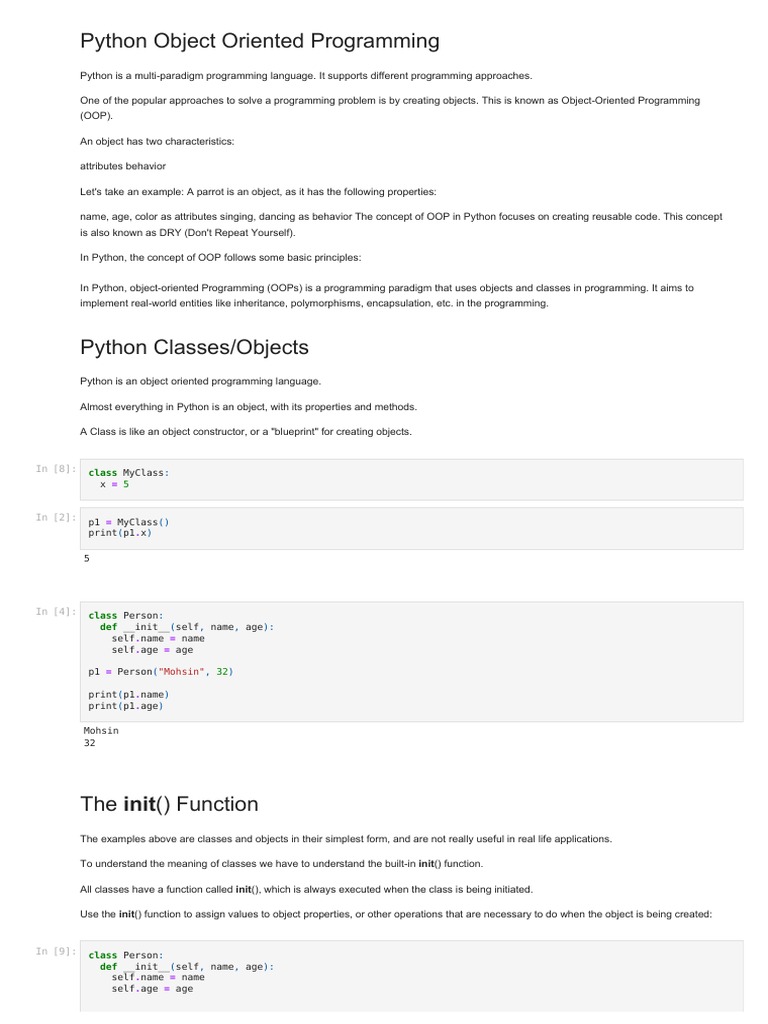 Python Classes and Objects Presentation by Mohsin | PDF | Object ...