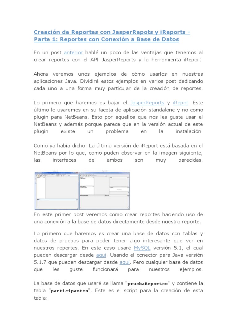 Reportes con iReport y JasperReports | PDF | Java (lenguaje de ...