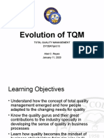 Evolution of TQM: Total Quality Management Dycbatqm313 Abel C. Reyes January 11, 2020
