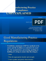 Good Manufacturing Practice ("GMP") Compliance