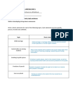 Eas Week 9 Assignment: Writing Part 1 NAME: - MATRIC NO: - 1. Developing Thesis Statements, Topic Sentences