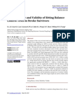 The Reliability and Validity of Sitting Balance Control Tests in Stroke Survivors