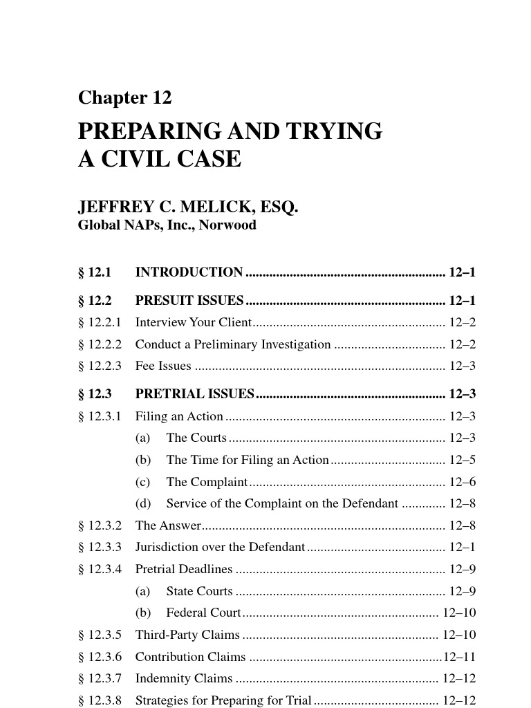 Preparing and Trying a Civil Case Service Of Process Discovery (Law)