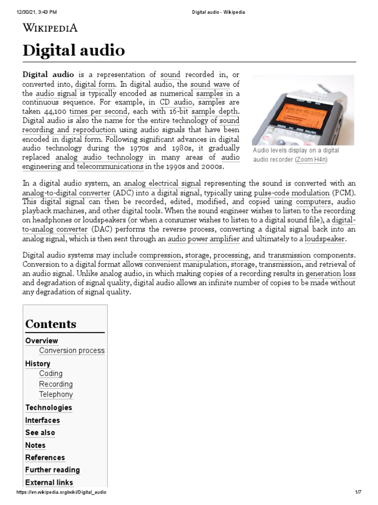 Digital Audio Wikipedia PDF Digital Audio Data Compression