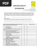 Employee Health Declaration Form