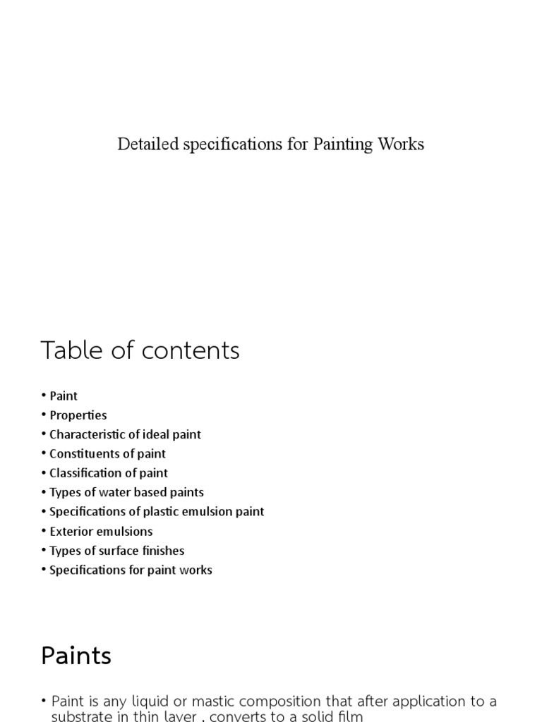Detailed Specification On Paint Works PDF Paint Lime (Material)