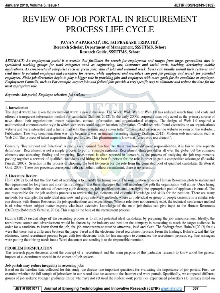 Review of Job Portal in Recuirement Process Life Cycle | PDF | Recruitment