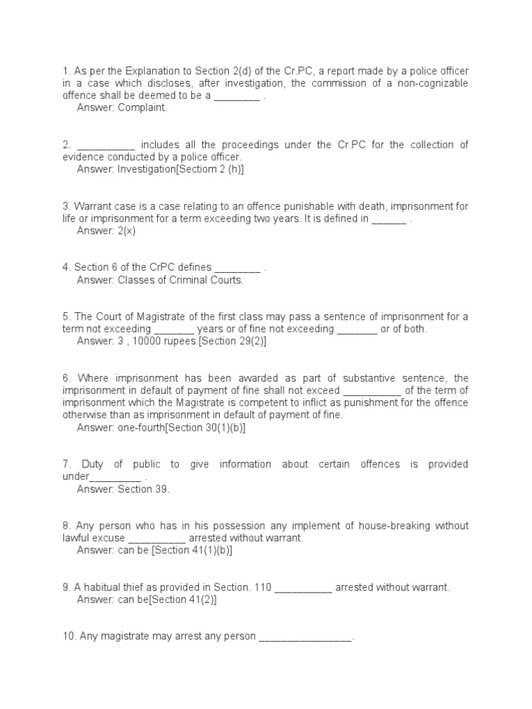 Key Provisions of CrPC Explained | PDF | Criminal Procedure In South ...