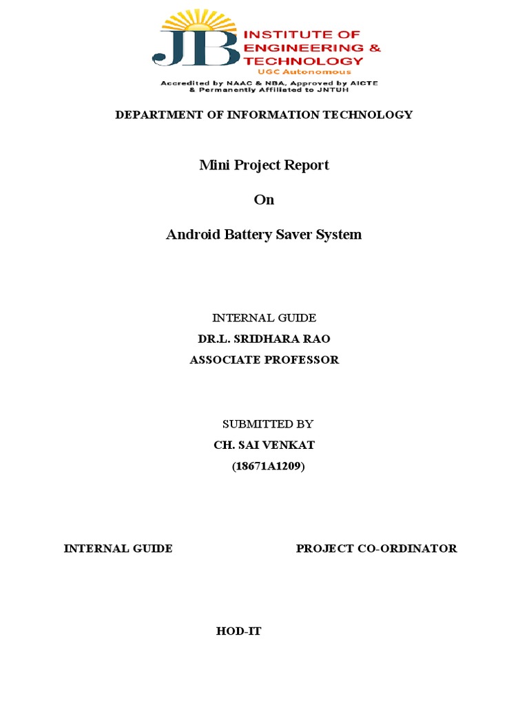 Mini project report on android battery saver system department of