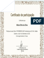 Certificado de Participação: Mirian Brito Da Silva