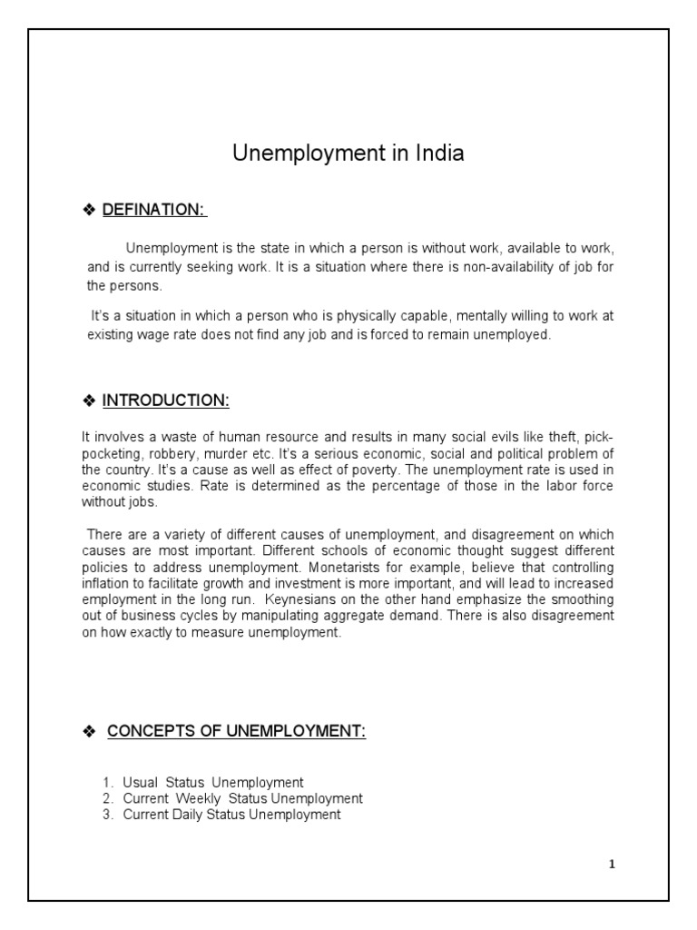 Project About Unemployment in India | PDF | Social Science | Unemployment