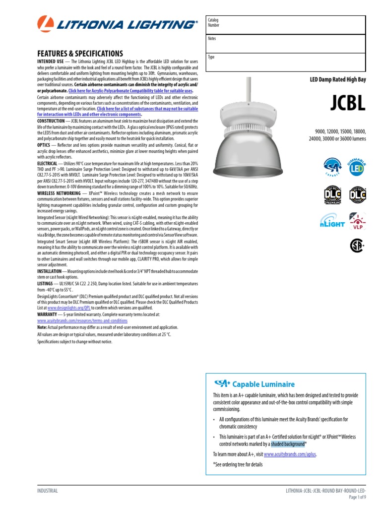 Ficha Técnica LithoniaJcbl PDF Lighting Light Emitting Diode