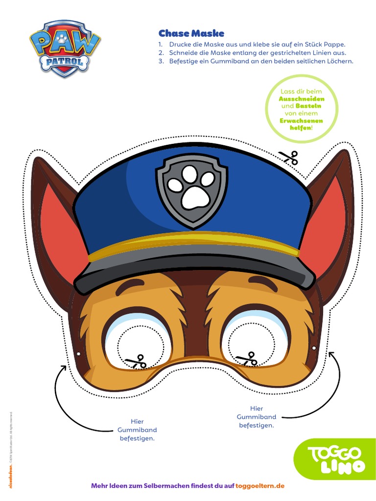 PAW Patrol Chase-Maske Bastelvorlage | PDF