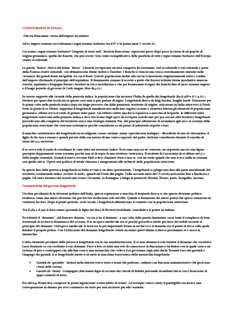 I Longobardi in Italia | PDF