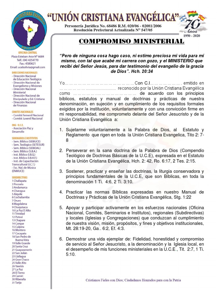 Compromiso Ministerial Pastores | PDF | Evangélico | Jesús