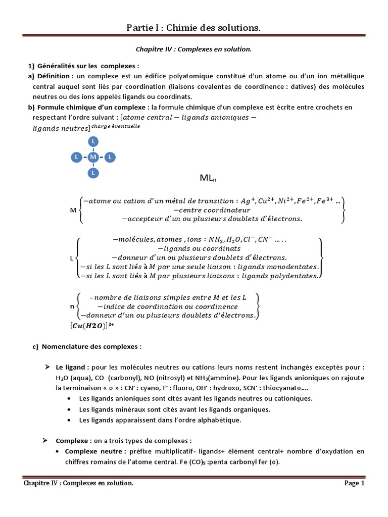 Nomenclature des complexes en chimie PDF Complexe (chimie — free download