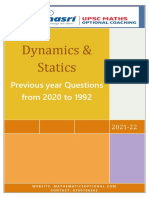 Dynamics & Statics: Previous Year Questions From 2020 To 1992