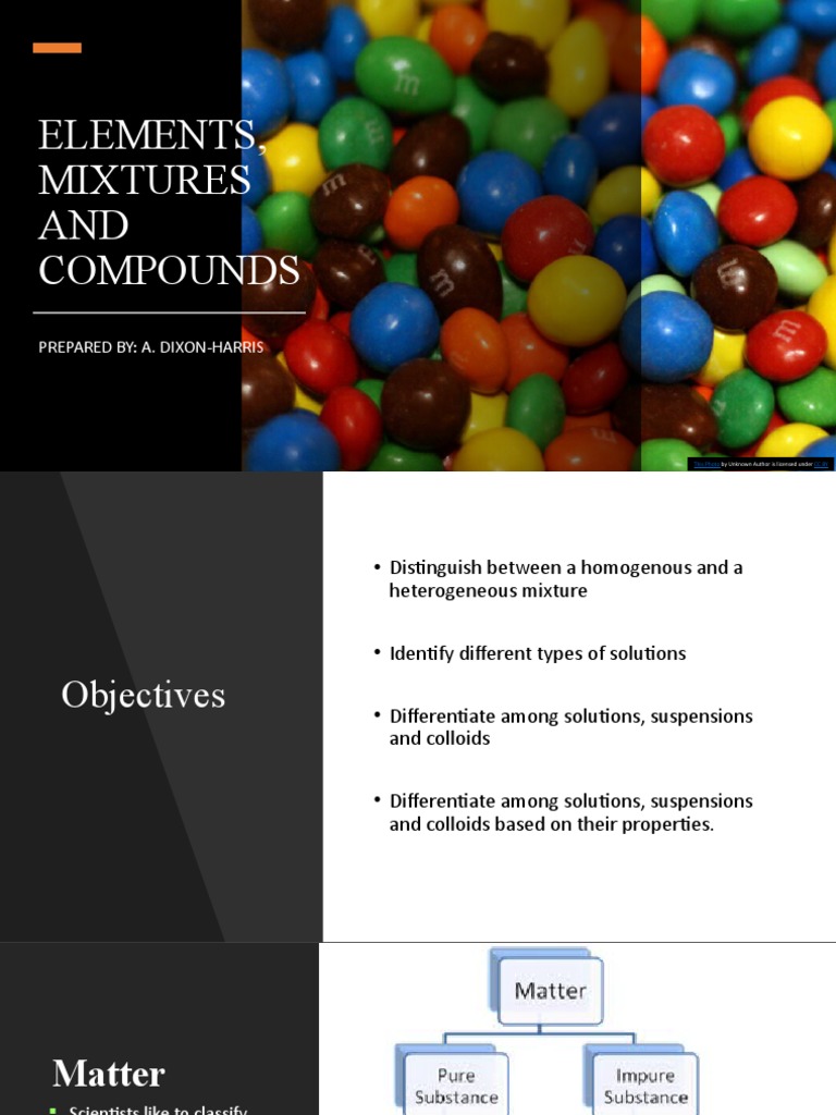 Elements, Mixtures and Compounds | PDF | Mixture | Solution