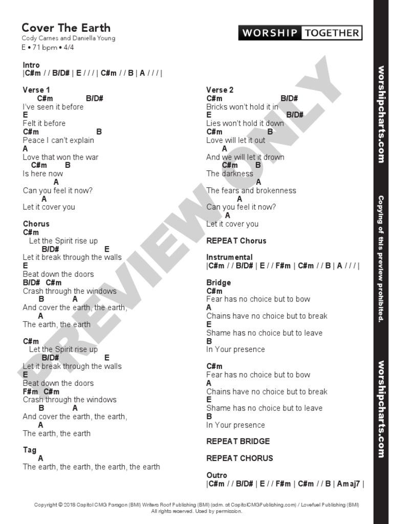 Cover The Earth Chord Chart Preview PDF PDF Song Structure