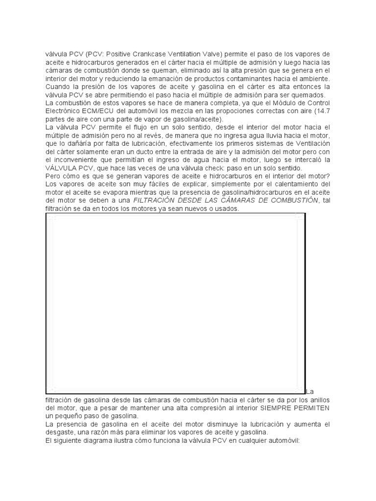 Funcionamiento y Prueba de Válvula PCV | PDF | Motor de combustión ...