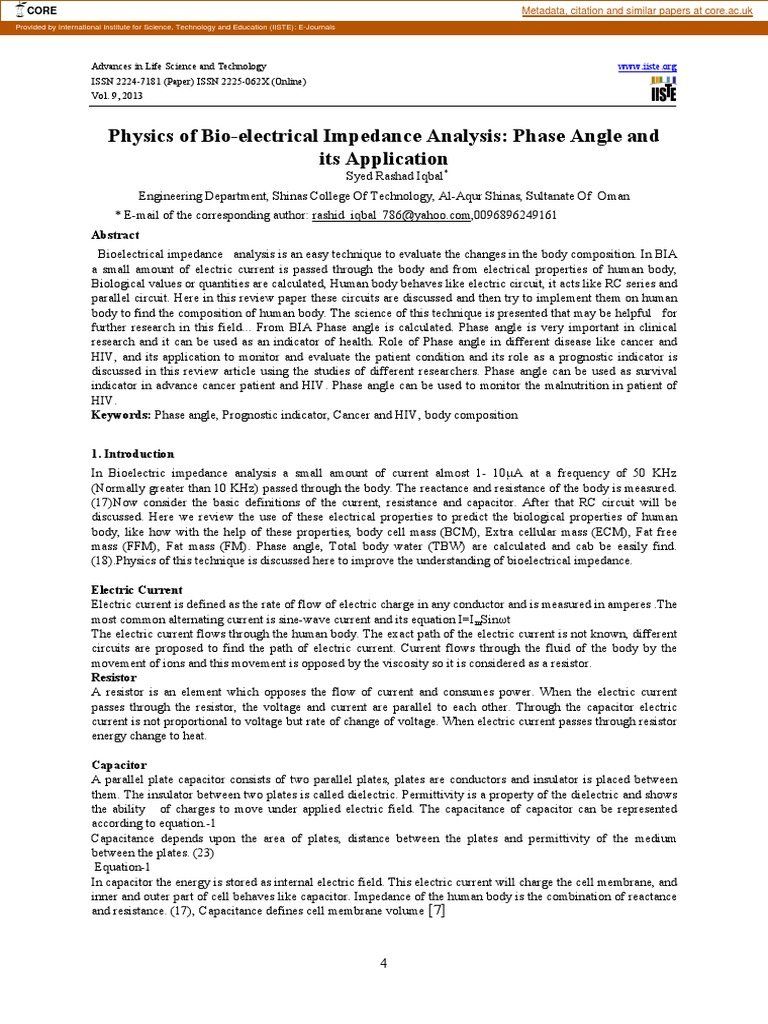 Ref Phase Angle BIA PDF Electrical Resistivity And Conductivity