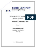 Department of BSCS: Operating Systems Lab Submission To: MAM MEHROZ SADIQ Journal 9