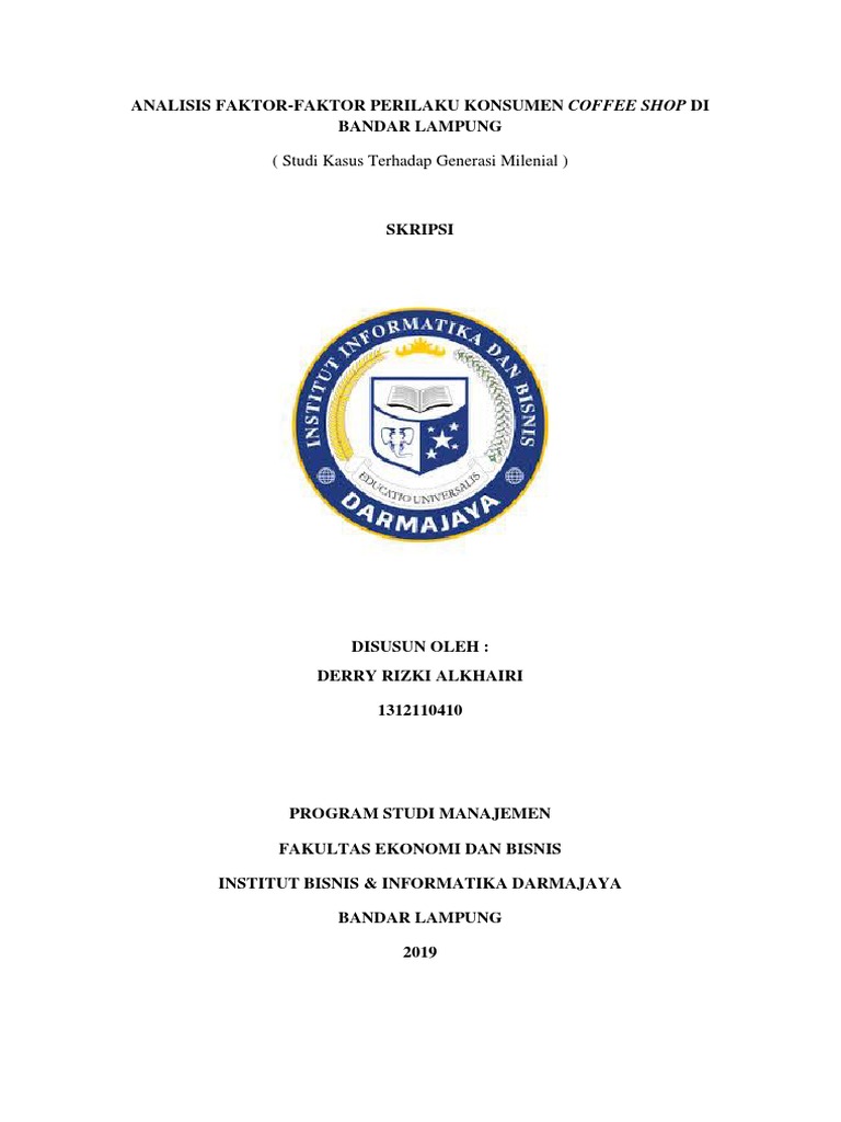 Analisis FaktorFaktor Perilaku Konsumen Coffee Shop di Bandar Lampung