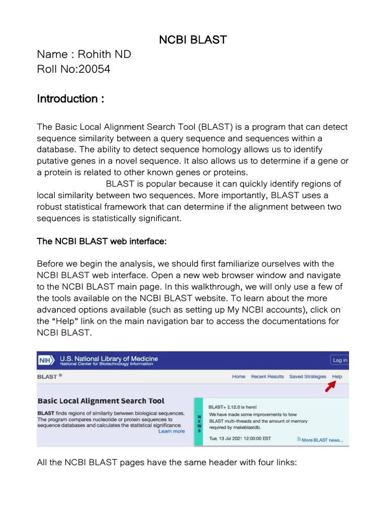 Understanding NCBI BLAST Tool | PDF | National Center For Biotechnology ...